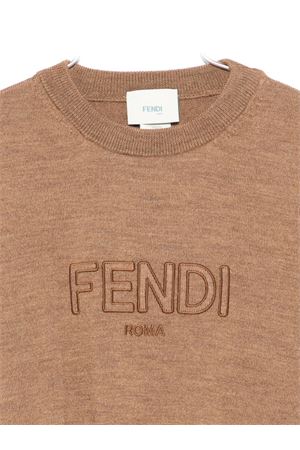 pullover in cotone marrone FENDI KIDS | JUG184AS5PF0QU5